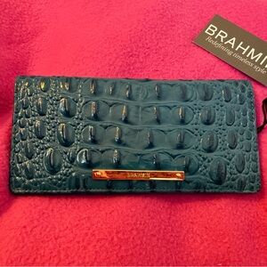 Brahmin Teal Croc-Embossed Wallet